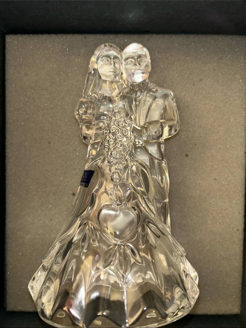 Crystal Wedding Couple Figurine - Clear Glass Decorative Sculpture